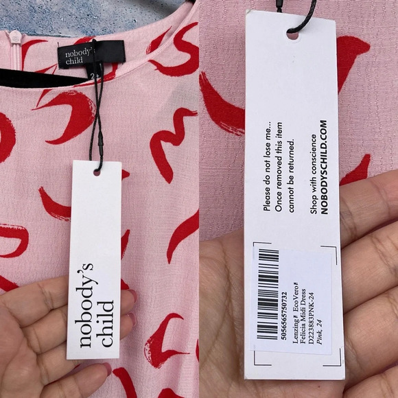 Nobody's Child Plus Felicia squiggle print dress in pink size 20 - Picture 12 of 16